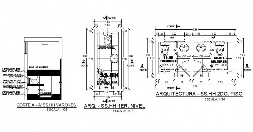 Plan of bathroom in auto cad file