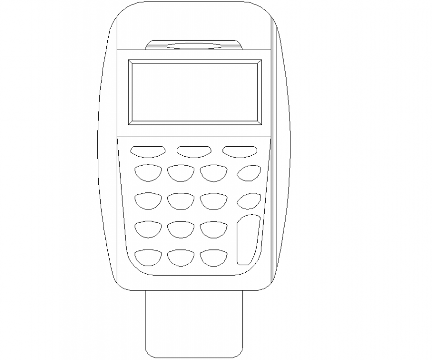 Plan of card swiping machine in dwg AutoCAD file.
