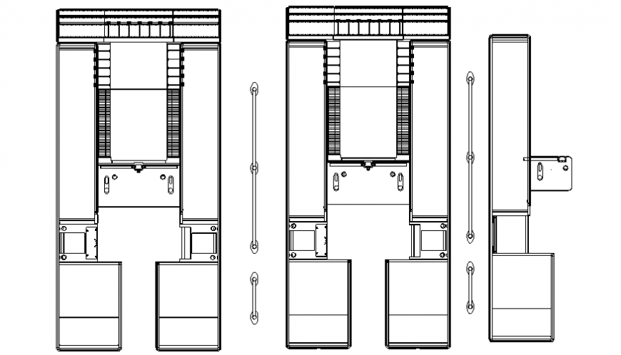 Plan of cash desk with part of corporate area dwg file