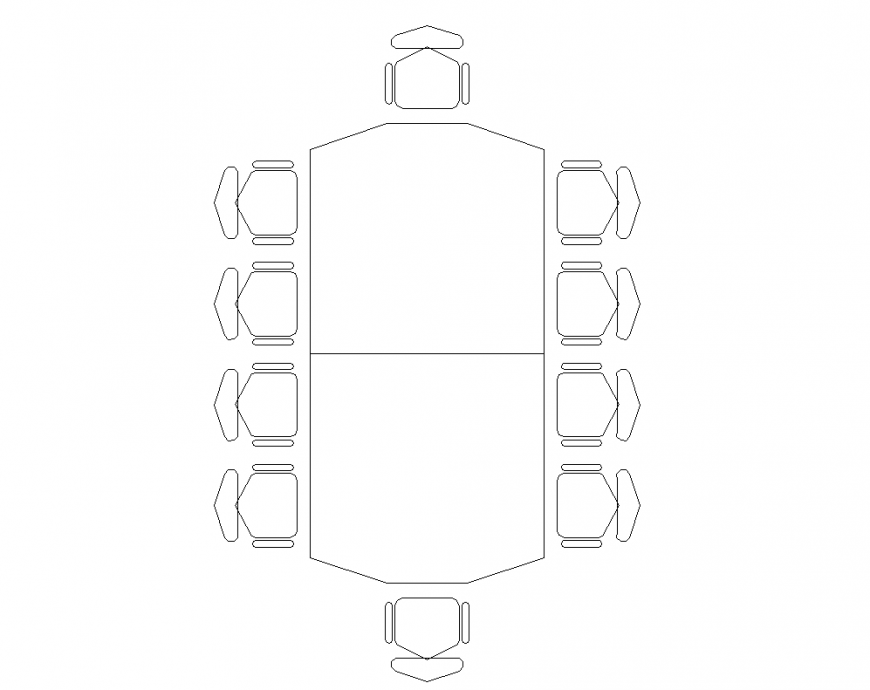 Plan of dining table with chair design view dwg file