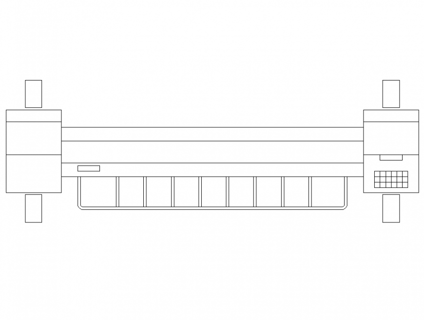Plan of drafting printer with electrical machine part dwg file