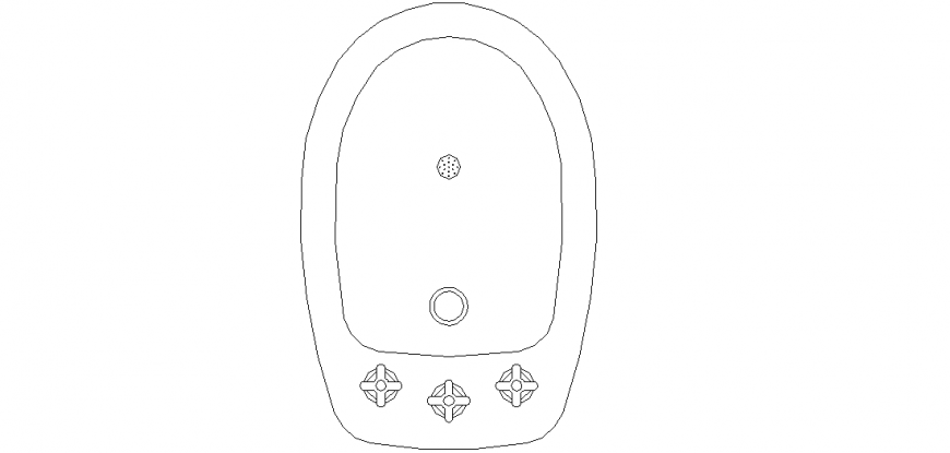 Plan of elliptical shape design view with view of the area with design dwg file