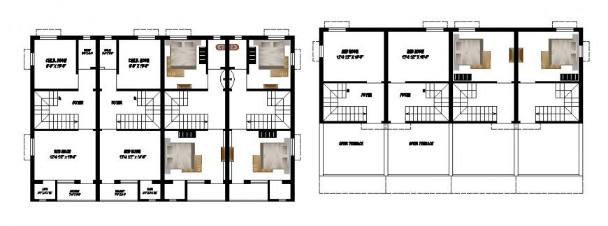 Plan of family residence with its circulation area in AutoCAD file