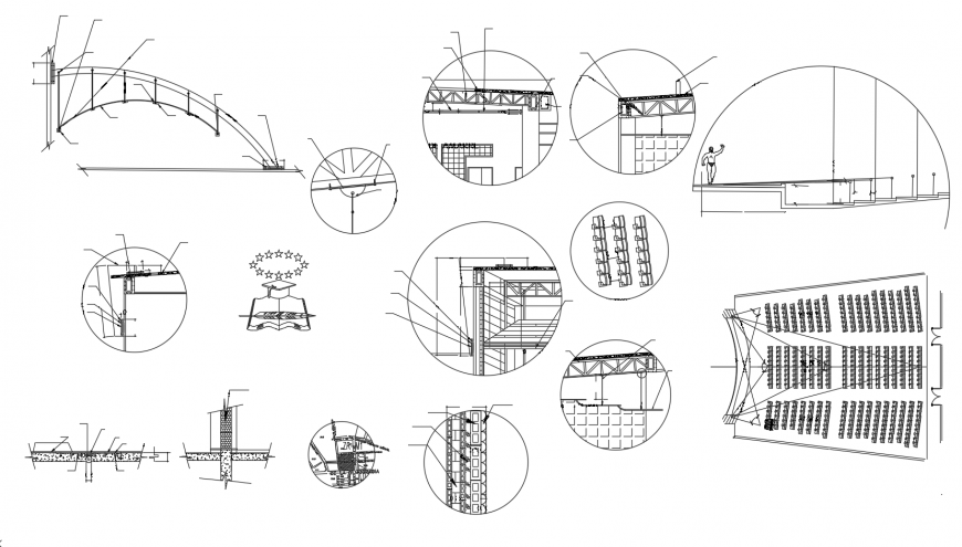 Plan of multiplex theater building units 2d view autocad file