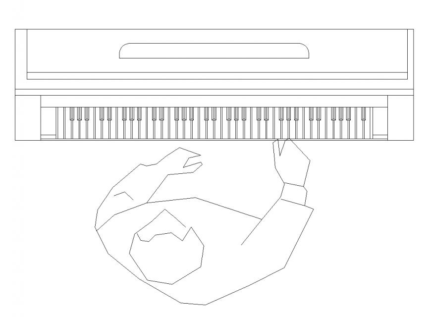 Plan of musical instrument of piano house hold block dwg file