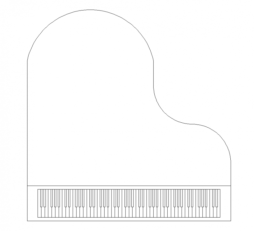 Plan of piano with musical instrument house hold block dwg file