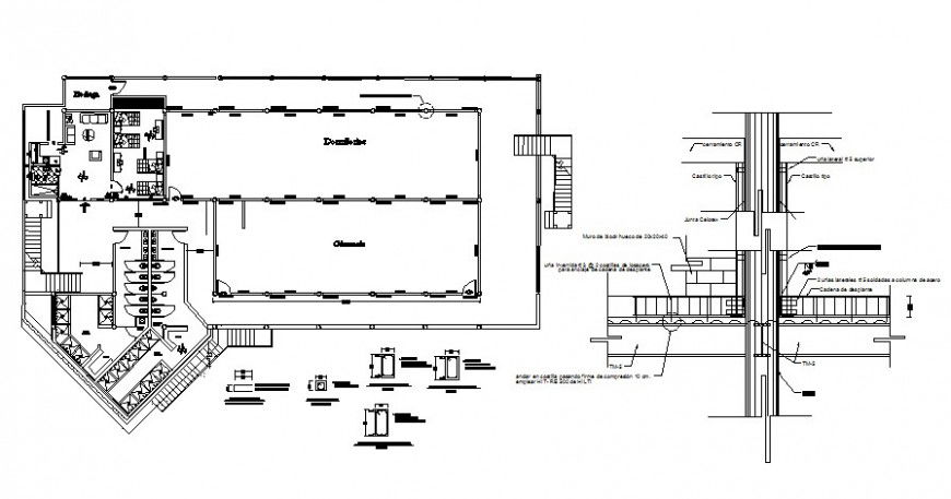 Plan of residence with jim and detail in AutoCAD file