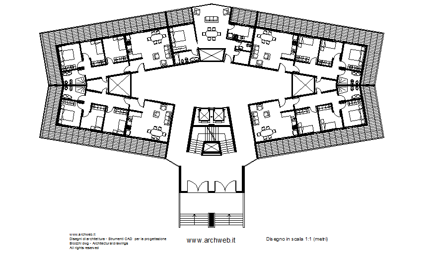 Plan of school area part of architecture dwg file 