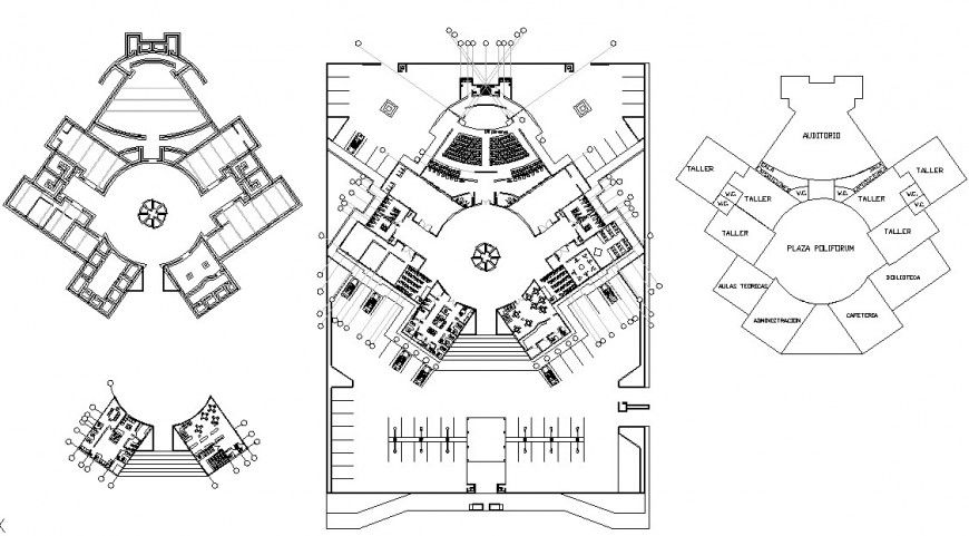 Plan of School of arts in auto cad file