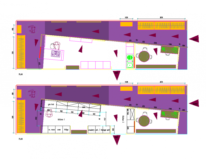 Plan of shopping center with stall area in dwg file