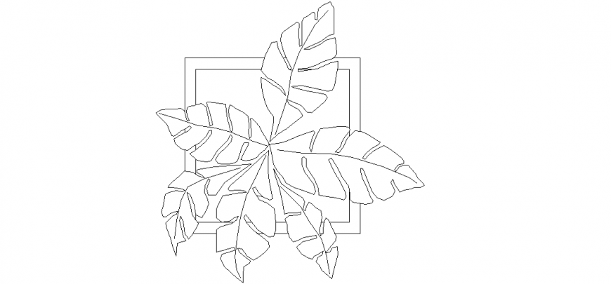 Plan of square flower pot design dwg file
