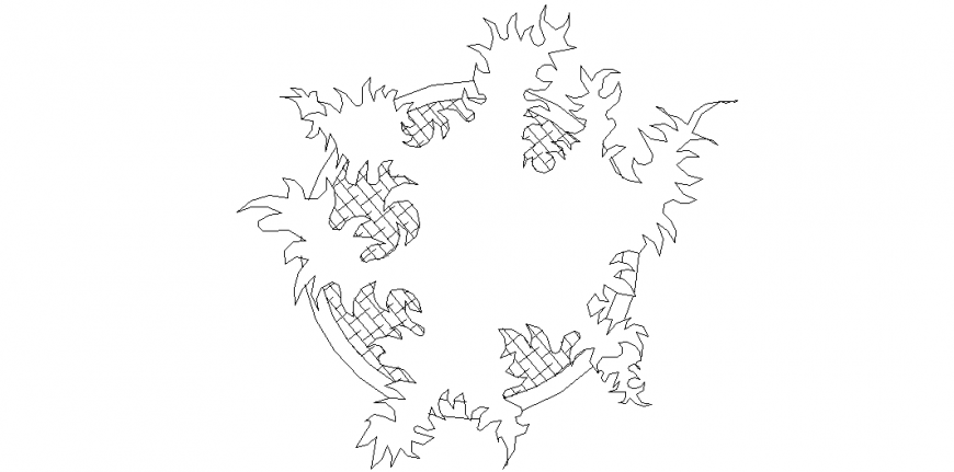 Plan of tree view in design with block view dwg file
