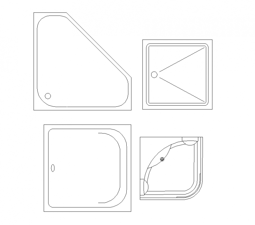 Plan of wash tub different design with sanitary block dwg file