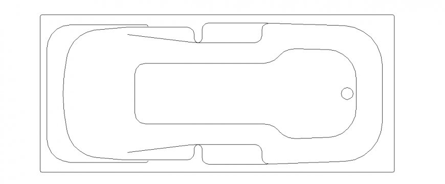 Plan of washtub design for a bathroom design view dwg file