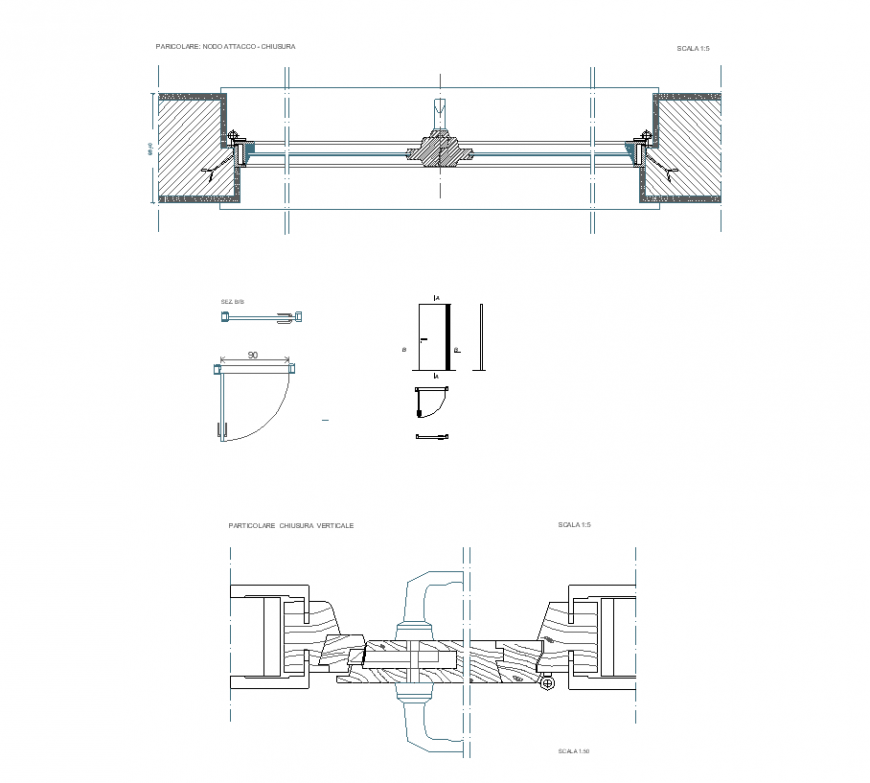 Plan of wooden door with its symbol design dwg file