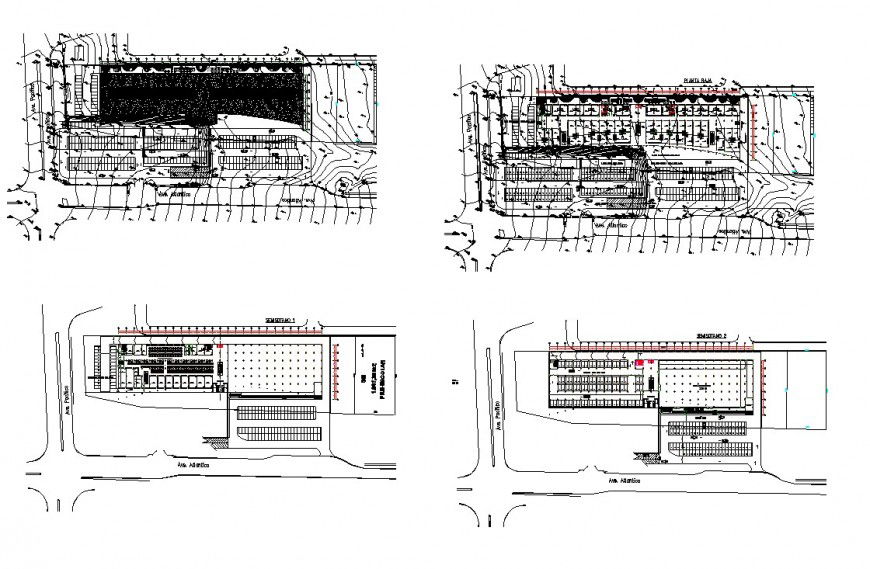 Plan view of an area and contour mapping detail 2d view layout file in autocad format