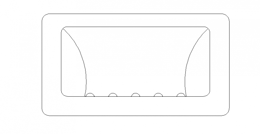 Plan view of wash basin drawing in dwg file.