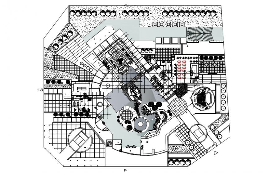 Plan with 2-2 Axis of hotel in auto cad