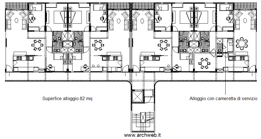 Plan with a residential area with architectural part dwg file