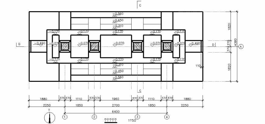 Plan with column view with construction design dwg file