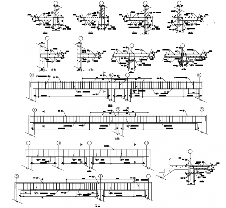 Plane slab flagstone of armed concrete with beam design dwg file