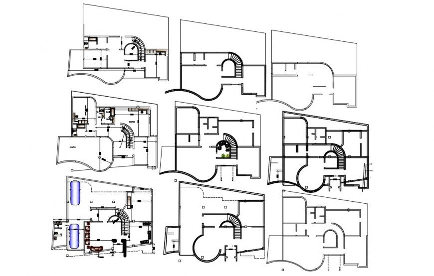 Planning and layout design of modern architecture villa dwg file