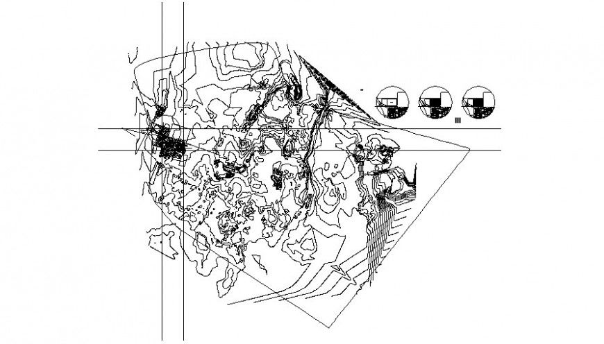Planning details of an area 2d view topographical details in autocad