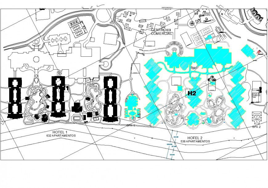 Planning of hotel detail dwg file