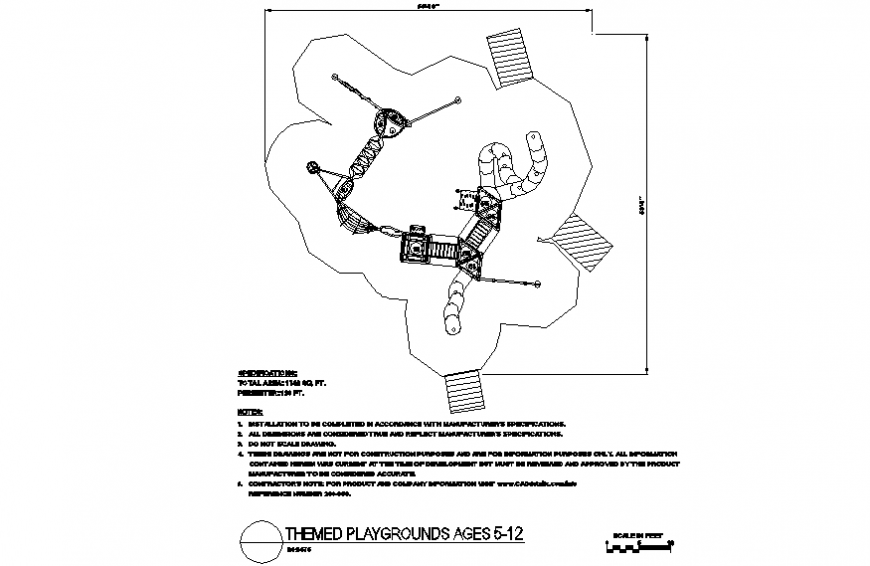 Planning of themed playground design dwg file