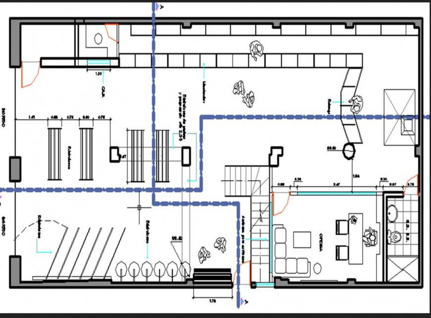 Planning Section leather materials shop shoes autocad file