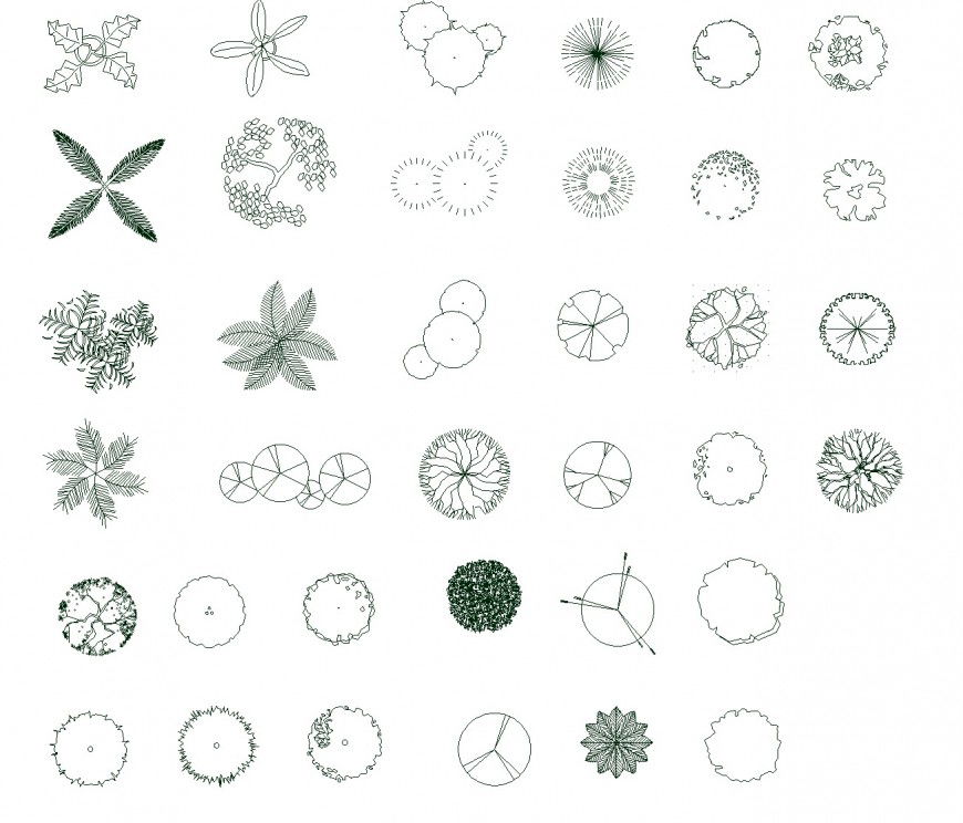 Plant different shape of detail dwg file
