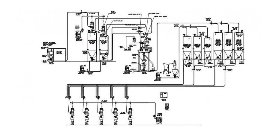 Plant of mixtures top view factory plan detail dwg file