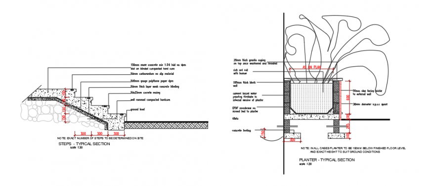 Planter and Entrance Detail Design for House Drawing DWG drawing