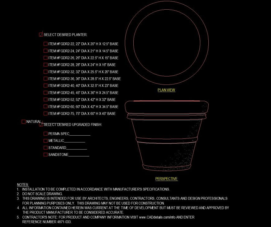 Planter drawing in dwg file.