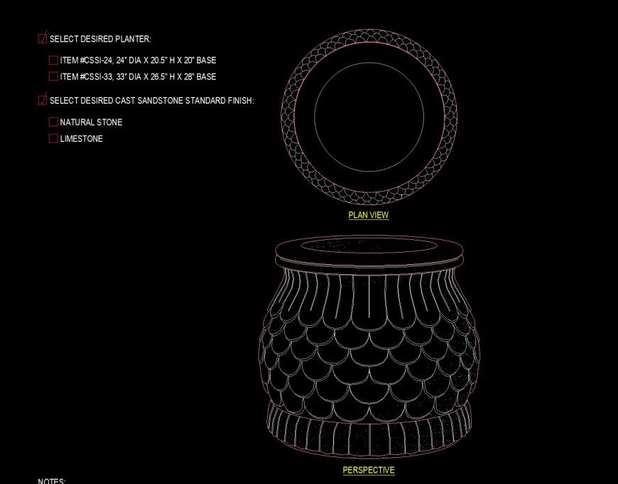 Planter with unique design drawing in dwg file.