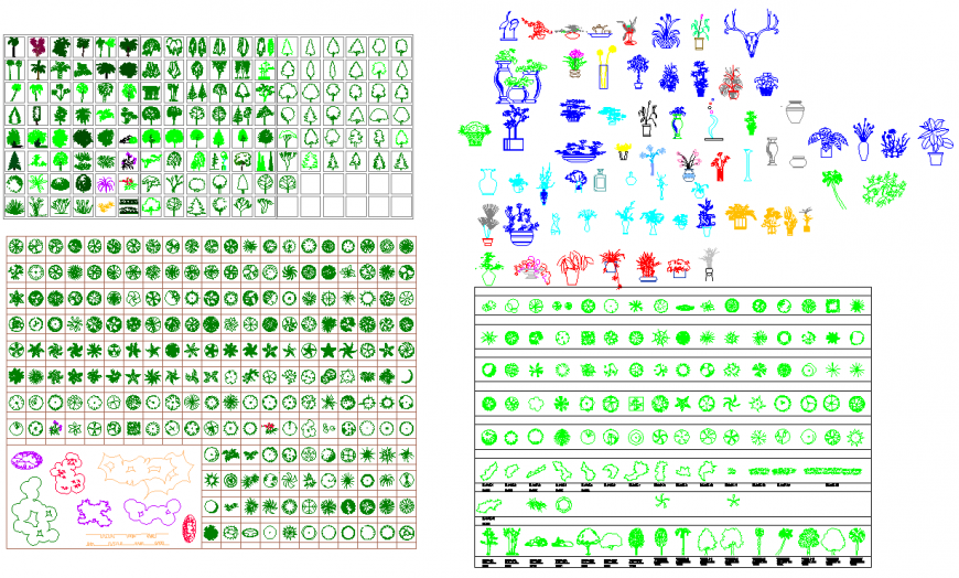 Planting trees plan detail dwg file.