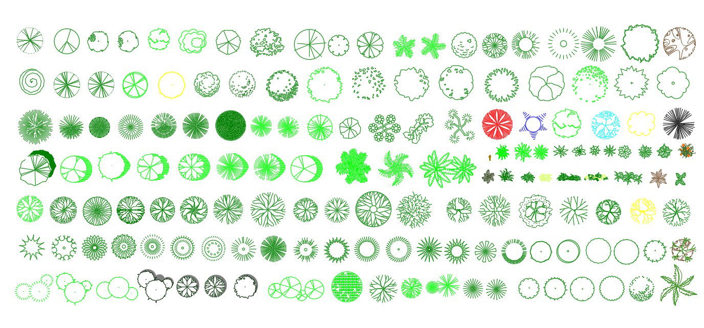 plants, trees and flowers cad blocks