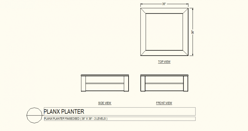 Planx planter two level detail plan and elevation dwg file