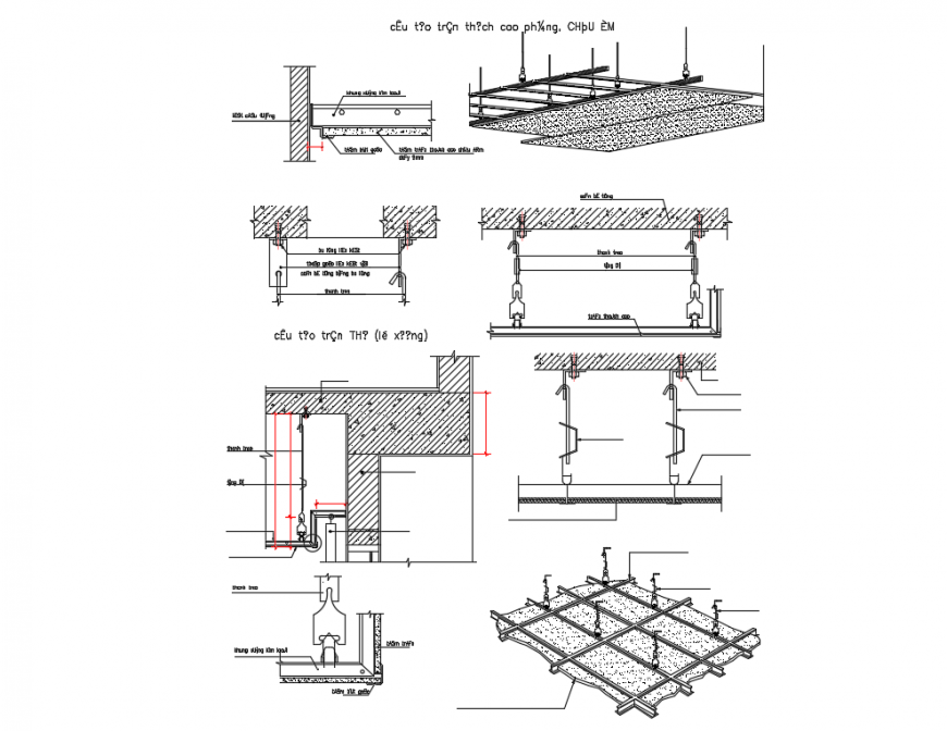 Plaster and construction details of house ceiling dwg file