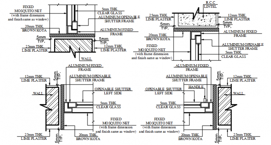 Plaster work drawings 2d view CAD construction units block dwg file