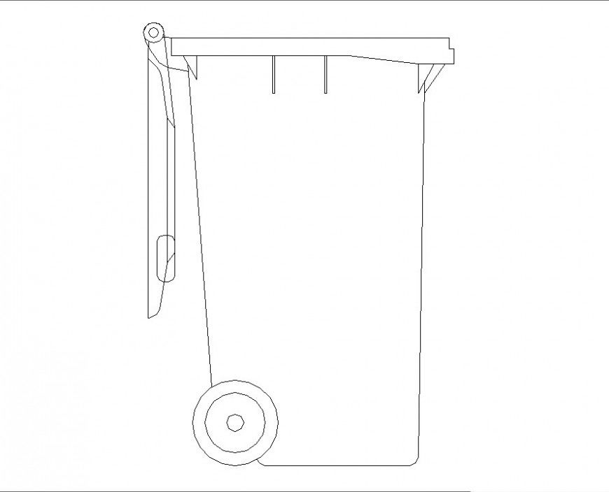 Plastic Dustbin detail 2d view layout file in autocad format