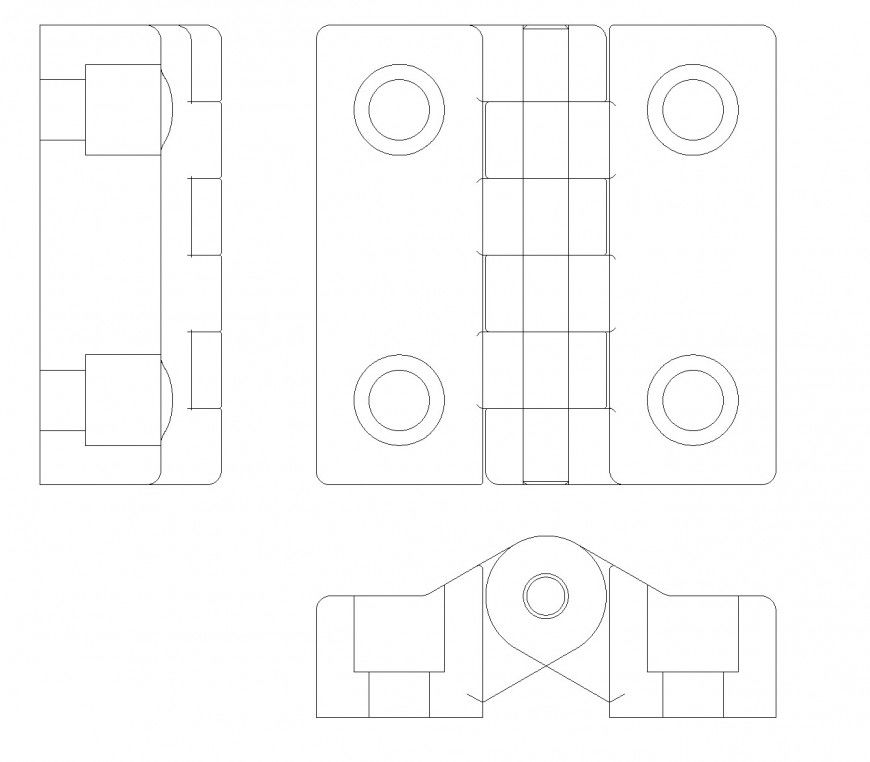 Plastic hinge plan and section autocad file