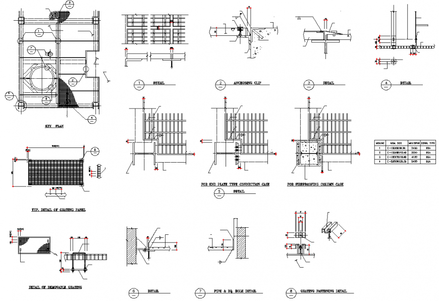 Plate type connection case plan and section autocad file