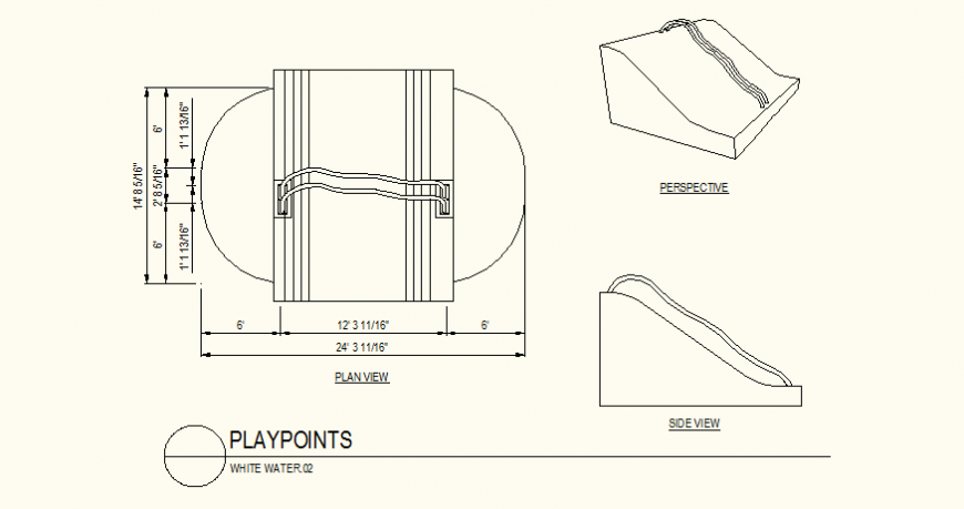 Play-points slide detail plan and elevation autocad file