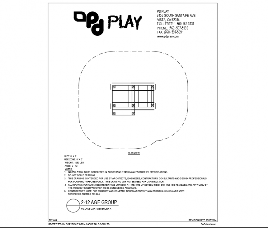 Play equipment car details of village park dwg file