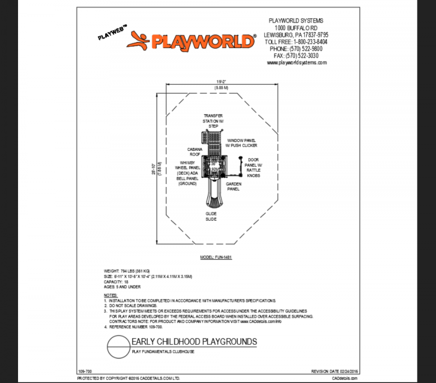 Play fundamental club house model details of play equipment of play area dwg file