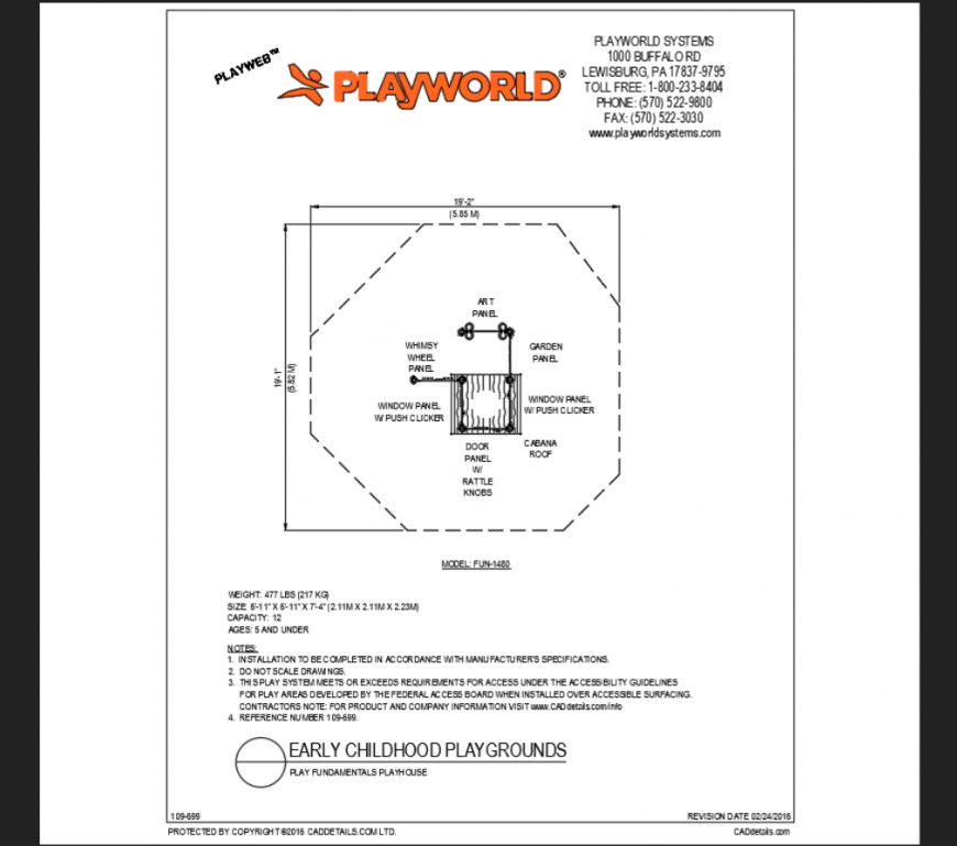 Play House and Equipment Details for School Park DWG File