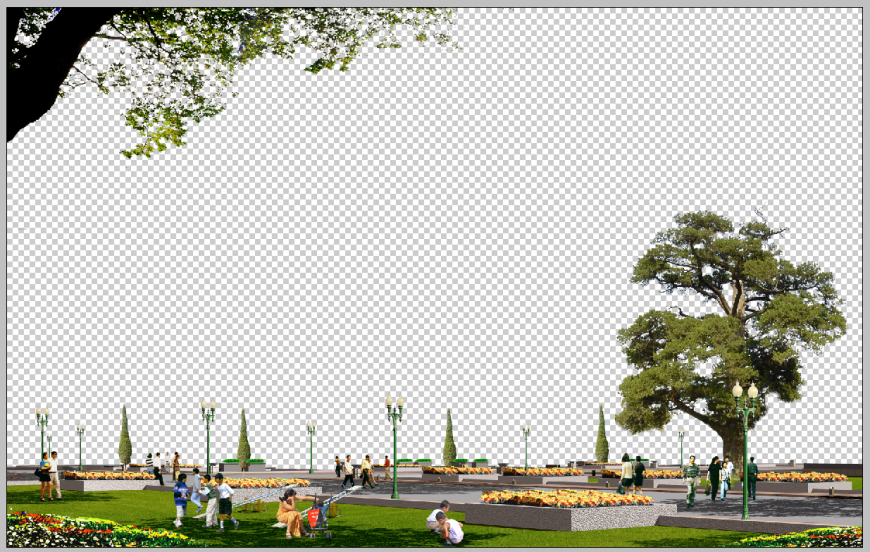 Play ground park detail elevation 3d model PSD file