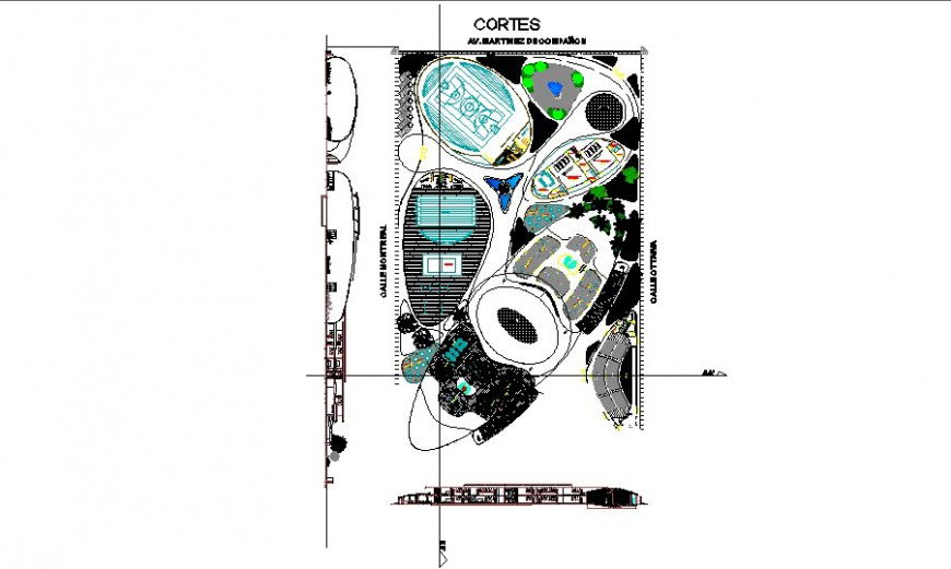 Play ground plan and sectional elevation detail drawing in AutoCAD file.