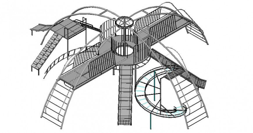 Playground assault course 3d model autocad drawing